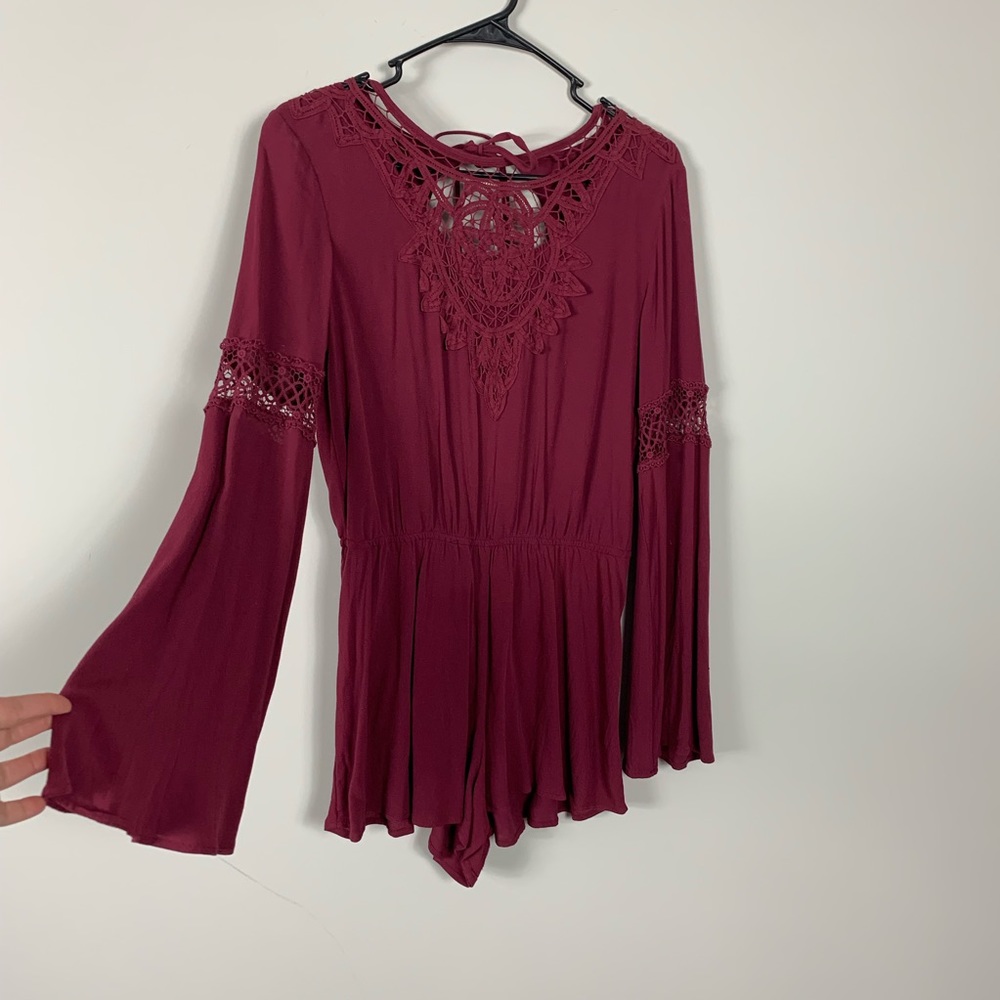 Target romper maroon big sleeves small
